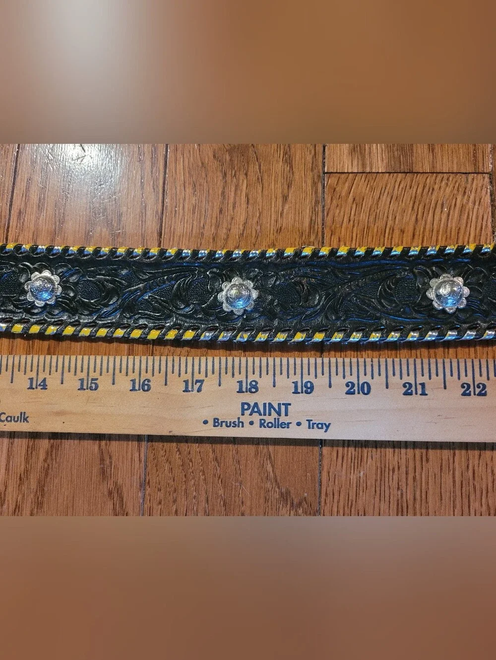 Nocona Black Tooled Leather Belt with Horseshoe Buckle (C01)